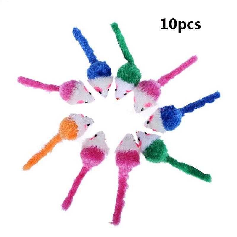10pcs Cat toys False Mouse Pet Cat Toys Mini Funny Playing Toys For Cats with Colorful Feather Plush Mini Mouse Toys