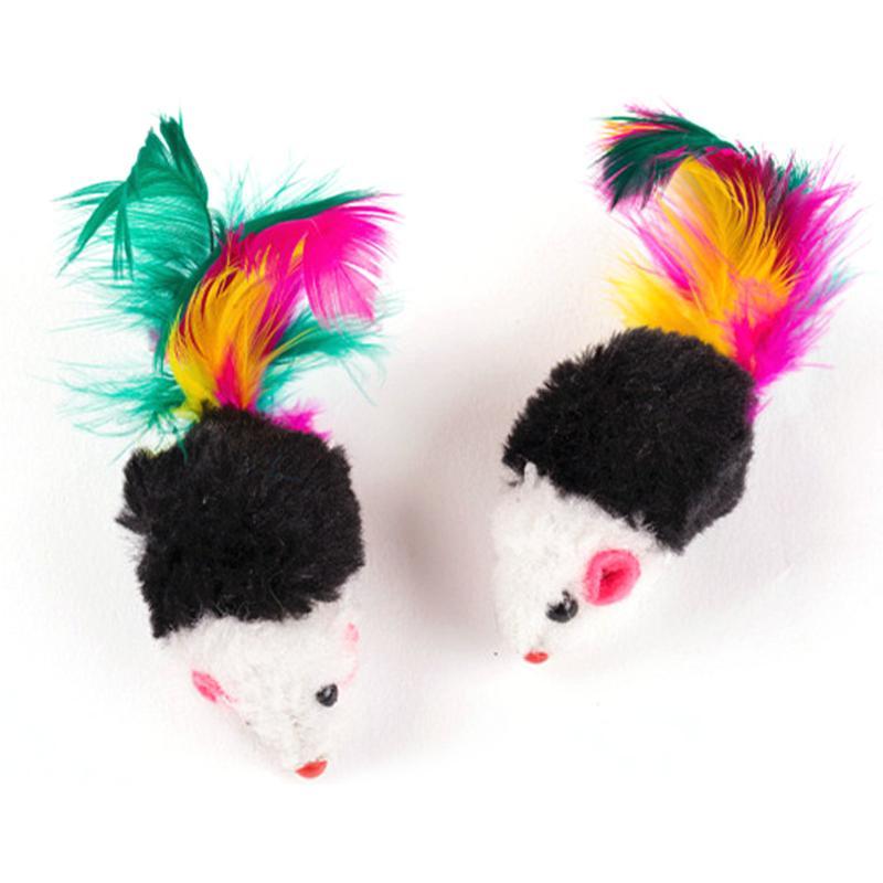 10pcs Cat toys False Mouse Pet Cat Toys Mini Funny Playing Toys For Cats with Colorful Feather Plush Mini Mouse Toys