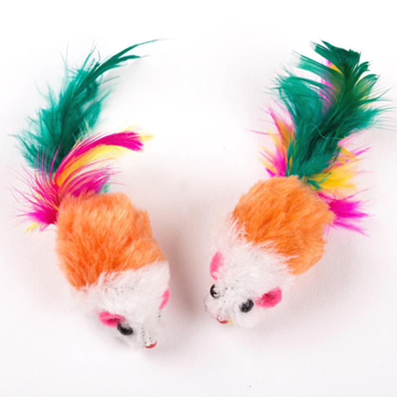 10pcs Cat toys False Mouse Pet Cat Toys Mini Funny Playing Toys For Cats with Colorful Feather Plush Mini Mouse Toys