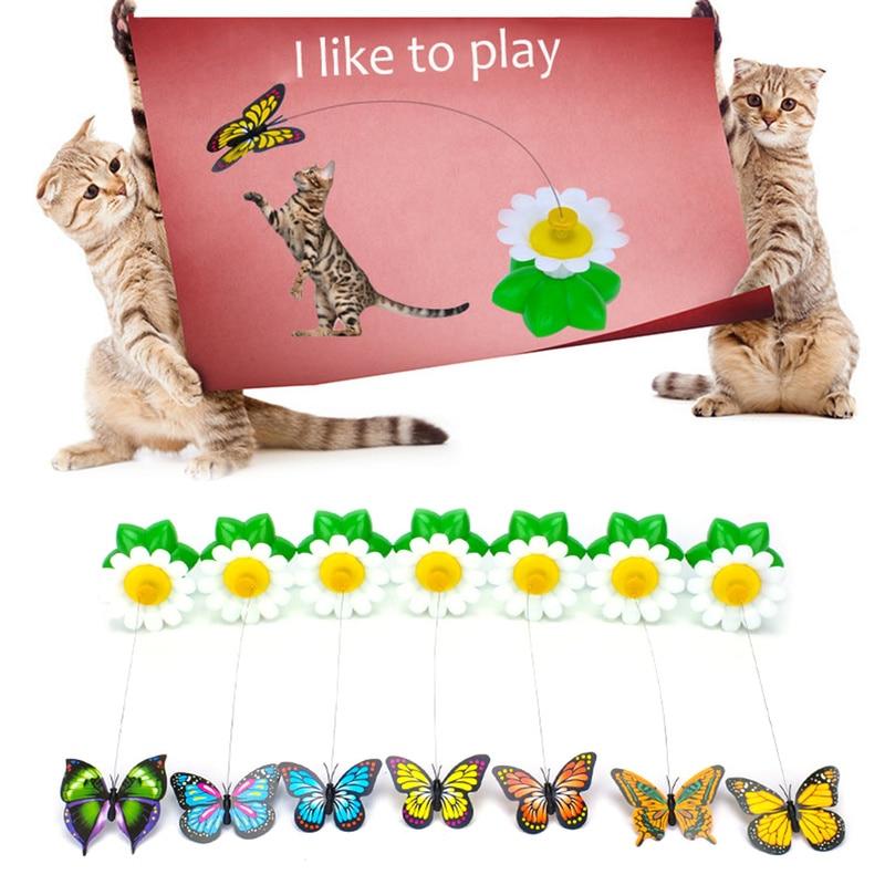 Automatic Electric Rotating Cat Toy Colorful Butterfly Bird Animal Shape Plastic Funny Pet Dog Kitten Interactive Training Toys