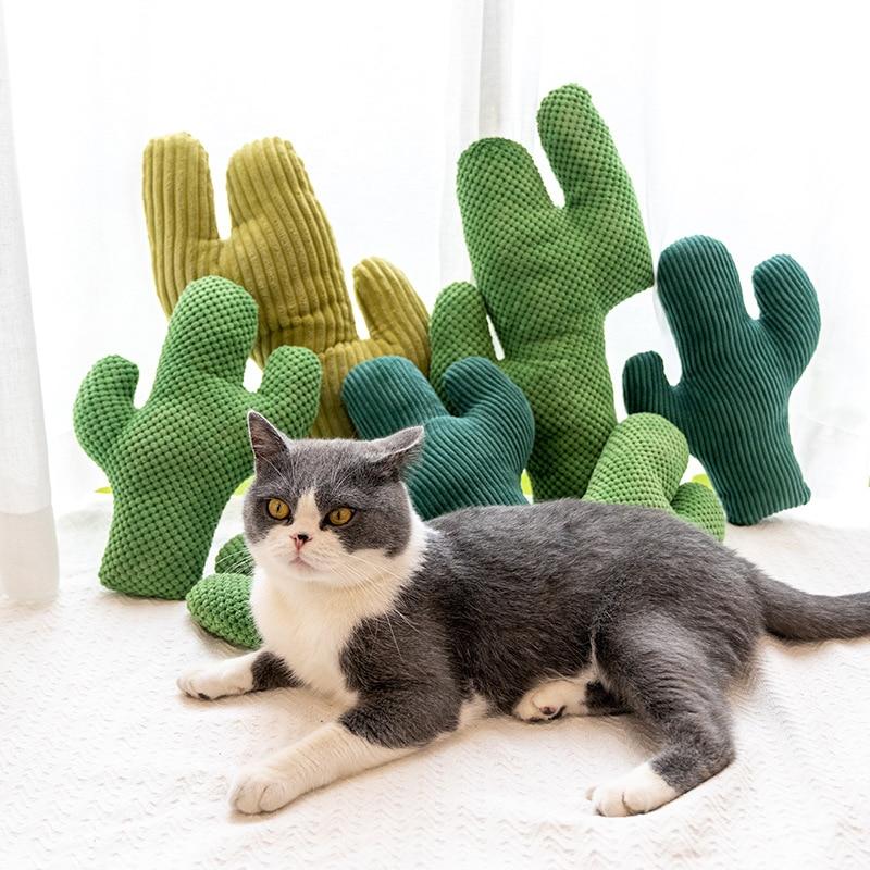 Cactus Catnip Cat Toy Pet Plush Chew Dog Toys Teeth Grinding Chewing Durable Tug Fetch Bite Toys for Small Medium Large Cat Dogs