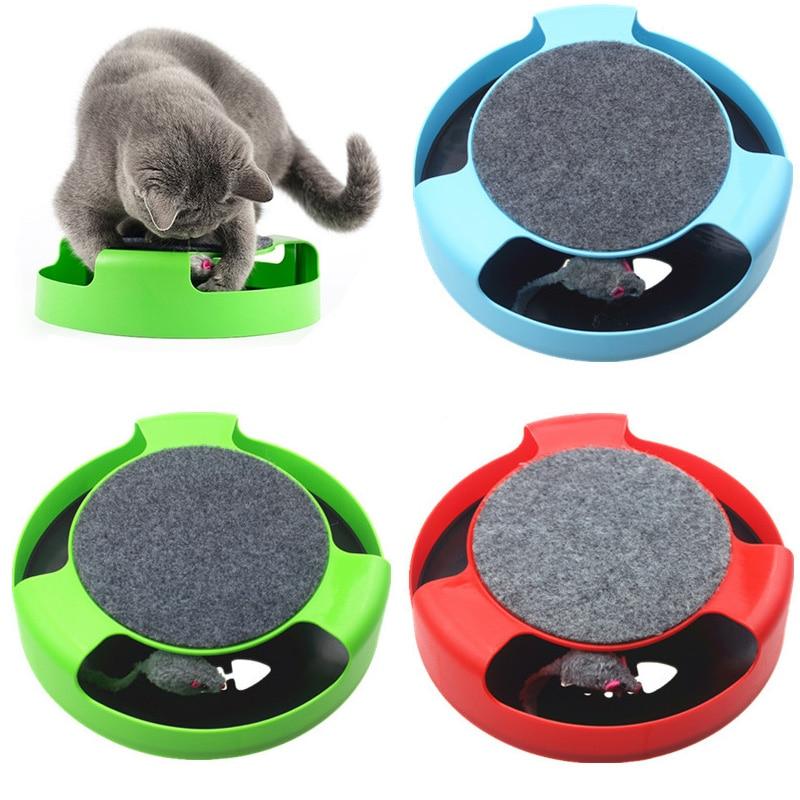 Pet Automatic Toy Tease Cats Interactive Mouse Running Along The Track Turntable Toy Smart Teasing Cat Stick Crazy Game Cat Toy