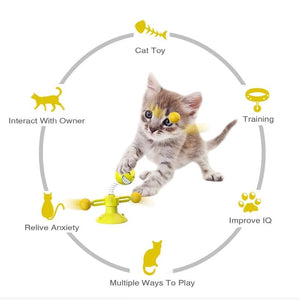 Pet Windmill Teasing Interactive Toy Cat Toy Turntable Funny Cat Stick Puzzle Training With Catnip Feather Pet Supplies