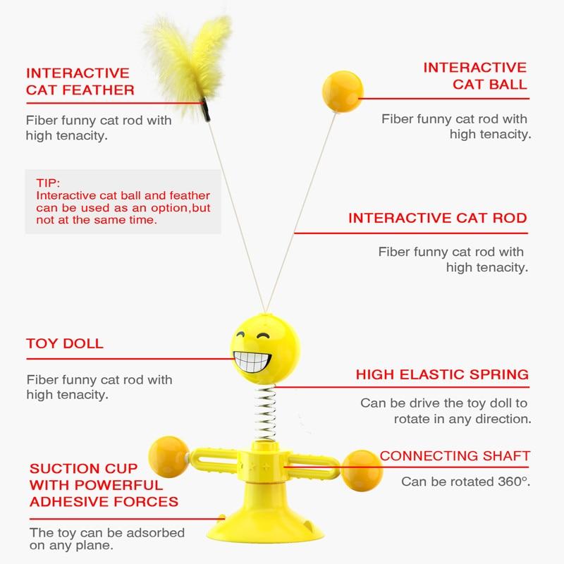 Pet Windmill Teasing Interactive Toy Cat Toy Turntable Funny Cat Stick Puzzle Training With Catnip Feather Pet Supplies