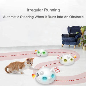 Smart Cat Teaser Stick Feather Toy Automatic Running Spinning LED Cat Interactive Toys Pet Play Training  Scratching Device