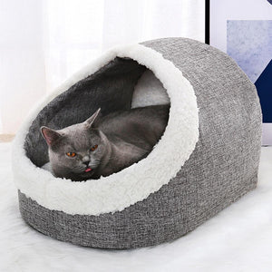 Winter Washable Pet Bed Warm Cat Cave Bed Wool Cat Basket With Free Cushion Pillow Bed For Dog Cats Pet Cushion in Cat Supplies